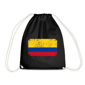 Colombia Flag Vintage Colombian Flag - Drawstring Bag - black - Front