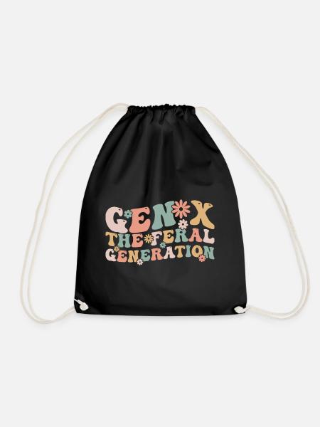Gen X The Feral Generation Funny Generation X - Drawstring Bag - black