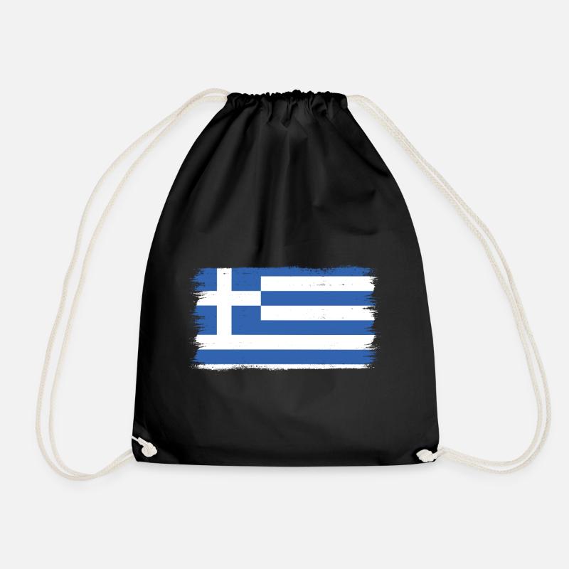 Griechenland Flagge Hellas Athen Kreta Kos GR - Turnbeutel - Schwarz