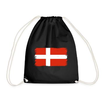 Denmark Flag BrushStrokes Copenhagen Used Look - Drawstring Bag - black - Front