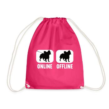 Online Offline Papillon Papillonbesitzer Hund - Turnbeutel - Fuchsia - Vorne