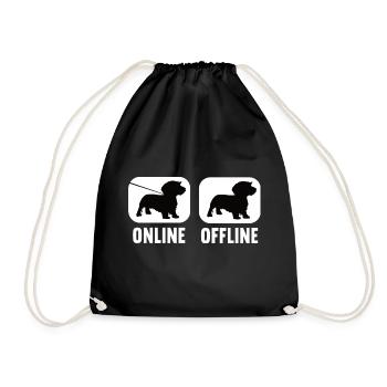 Online Offline Dackel Dachshund Dackelbesitzer - Turnbeutel - Schwarz - Vorne