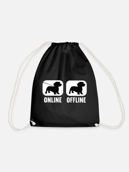 Online Offline Dackel Dachshund Dackelbesitzer - Turnbeutel - Schwarz