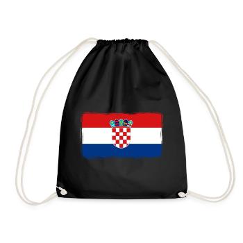 Croatia Flag Used Look Adria Zagreb Croatian - Drawstring Bag - black - Front