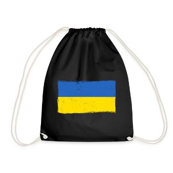 Ukraine Flagge Vintage Ukrainische Fahne Used Look - Turnbeutel - Schwarz - Vorne