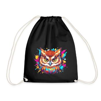 Hibou coloré fait d’une éclaboussure de peinture, art de bande dessinée - Sac de sport léger - noir - Devant