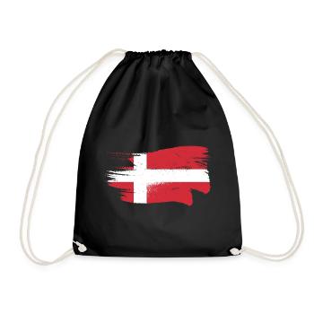 Dänemark Flagge Pinselstriche Skandinavien Vintage - Turnbeutel - Schwarz - Vorne