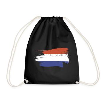 Niederlande Flagge Holland Niederländische Fahne - Turnbeutel - Schwarz - Vorne