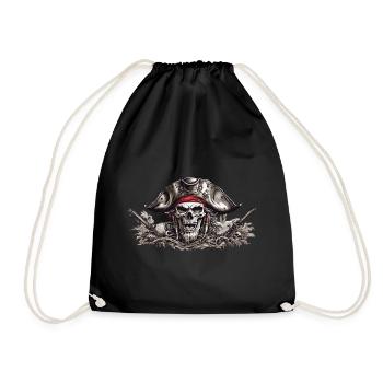Piraten Skull Halloween Kostüm Design - Turnbeutel - Schwarz - Vorne