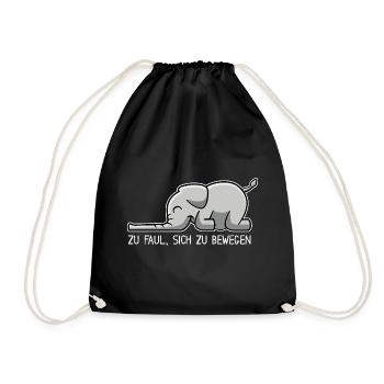 Elefant - zu faul, sich zu bewegen - Turnbeutel - Schwarz - Vorne
