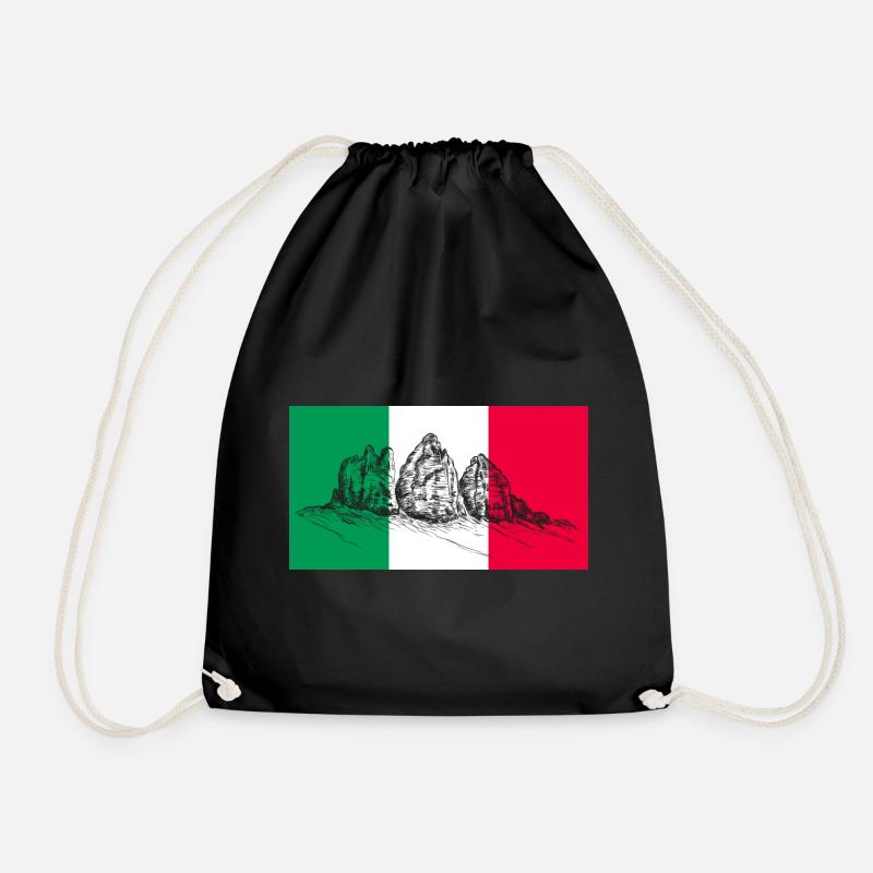 Three Peaks, Dolomites, - Drawstring Bag - black