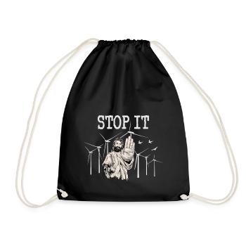 Stop à l’énergie éolienne - Jésus contre l’énergie éolienne - Sac de sport léger - noir - Devant