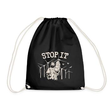 Stop à l’énergie éolienne - Jésus contre l’énergie éolienne - Sac de sport léger - noir - Devant