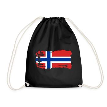 Norway Flag Vintage Scandinavia Norwegian - Drawstring Bag - black - Front