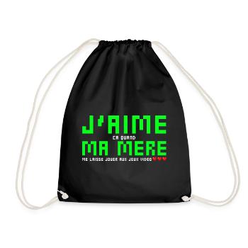 J' aime ma mère humour gaming cadeau pour gamer - Sac de sport léger - noir - Devant