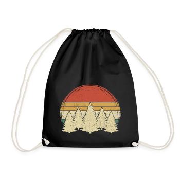 Vintage Forest Grunge Tree Retro Nature Sunset Trees - Drawstring Bag - black - Front
