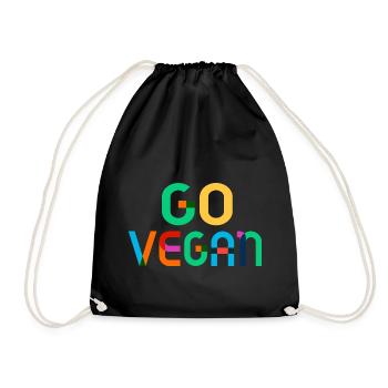 Idée de cadeau avec la devise "Go Vegan" (Allez Végétalien) - Sac de sport léger - noir - Devant