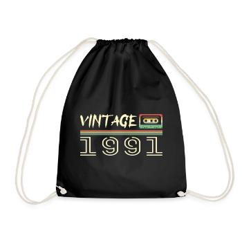 1991 Original 1991 Retro 1991 Geburtstagsgeschenk - Turnbeutel - Schwarz - Vorne