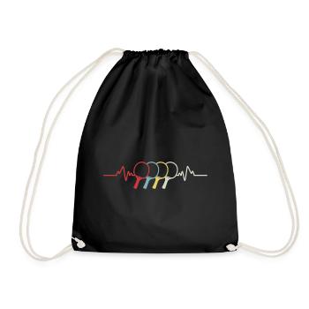 Tischtennis Herzschlag T-Shirt für Tischtennis - Turnbeutel - Schwarz - Vorne