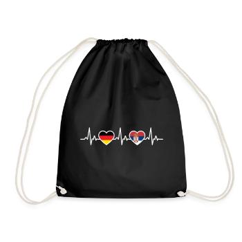 Serbia Germany Heartbeat Flag Serb - Drawstring Bag - black - Front