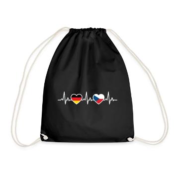 Czech Republic Germany Heartbeat Flag Czech Republic - Drawstring Bag - black - Front