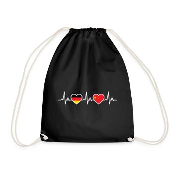 China Germany Heartbeat Flag Chinese - Drawstring Bag - black - Front