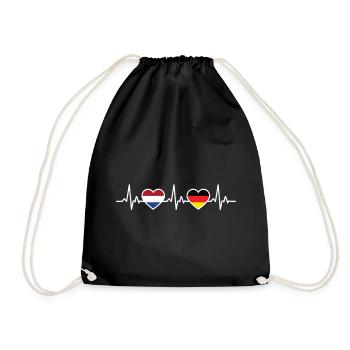 Netherlands Germany Heartbeat Dutch - Drawstring Bag - black - Front