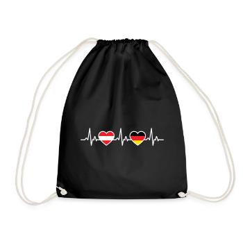 Austria Germany Heartbeat Austrians - Drawstring Bag - black - Front