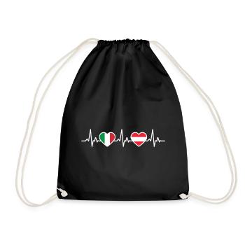 Netherlands Italy Heartbeat Flag - Drawstring Bag - black - Front