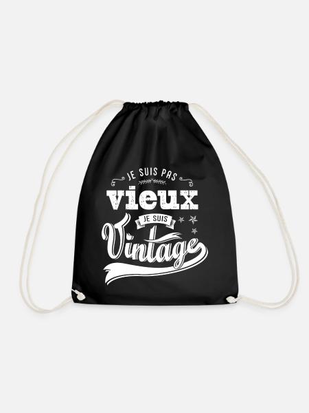 JE SUIS PAS VIEUX JE SUIS VINTAGE cadeau humour - Sac de sport léger - noir