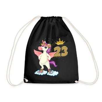 Unicorn Birthday 23 Years Gift Funny Woman - Drawstring Bag - black - Front