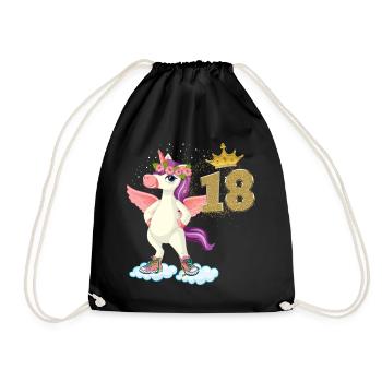 Unicorn Birthday 18 Years Gift Princess - Drawstring Bag - black - Front