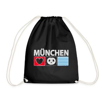 München mit Herz - Turnbeutel - Schwarz - Vorne