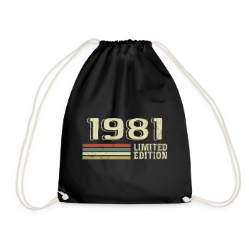 Jahrgang 1981 Geburtstag 1981 Jahrgang 1981 - Turnbeutel - Schwarz - Vorne