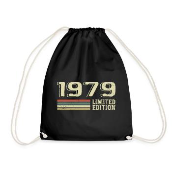 Jahrgang 1979 Geburtstag 1979 Jahrgang 1979 - Turnbeutel - Schwarz - Vorne