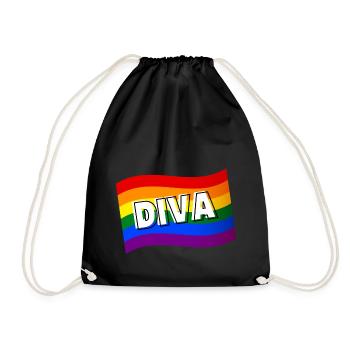 DIVA Fabulous Rainbow Flag Gay Pride LGBT LGBTQ - Drawstring Bag - black - Front