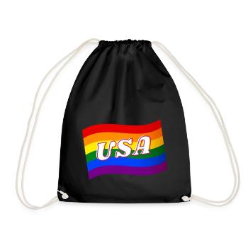 Gay Pride USA Amérique drapeau arc-en-ciel FIERTÉ LGBTQ - Sac de sport léger - noir - Devant
