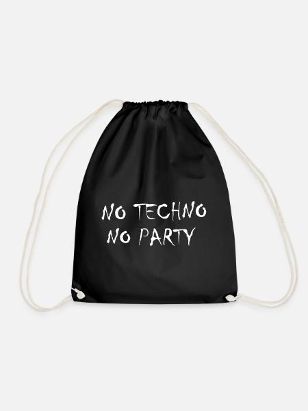 No Techno No Party - Turnbeutel - Schwarz
