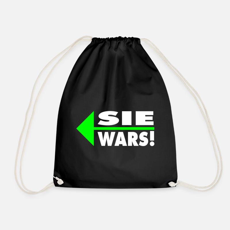 Sie wars! Partner- oder Partyshirt - Turnbeutel - Schwarz
