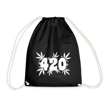 420 Leaf Vibes - Cannabis - Weed - Marihuana - Turnbeutel - Schwarz - Vorne