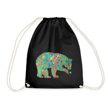 bear with snowdrop e 4 - Drawstring Bag - black - Front