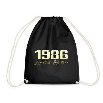 1986 Limitierte Auflage - 1986 Geburtstagsgeschenk - Turnbeutel - Schwarz - Vorne