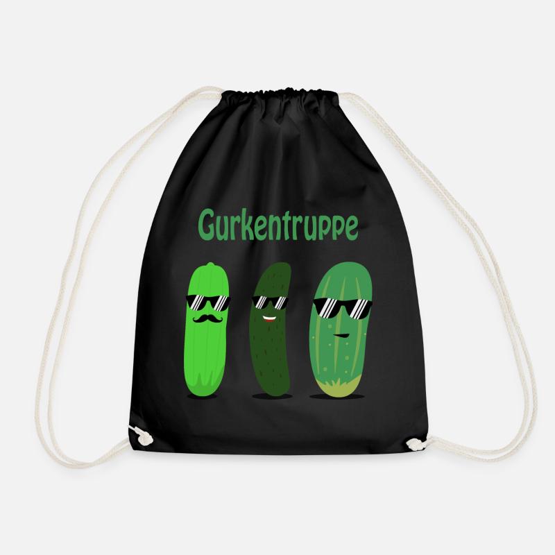 Cucumbers - cucumber - cucumber soup - Drawstring Bag - black