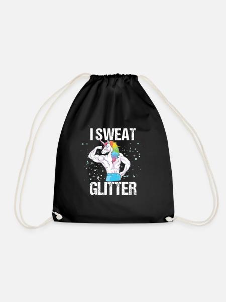 Witziges Einhorn Fitness Gym Glitzer Abs Geschenk - Turnbeutel - Schwarz