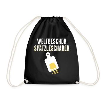 Spätzleschaber schwäbisches Geschenk kochen essen - Turnbeutel - Schwarz - Vorne