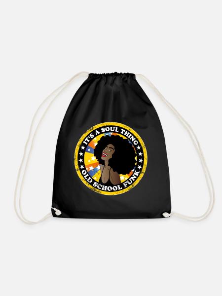 soul thing afro old school funk music disco dance - Drawstring Bag - black