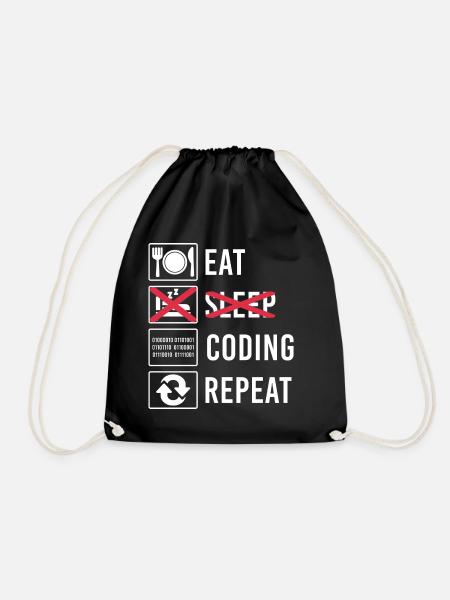 Coding Code Programming Gift Funny saying - Drawstring Bag - black