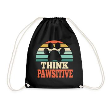 Think Pawsitive Pet Lover Gift - Drawstring Bag - black - Front