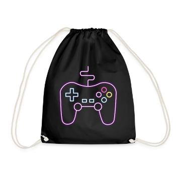 Neon Gamepad Gamer - Drawstring Bag - black - Front
