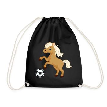 Pferde Fussball Soccer Reiten Mädchen - Turnbeutel - Schwarz - Vorne